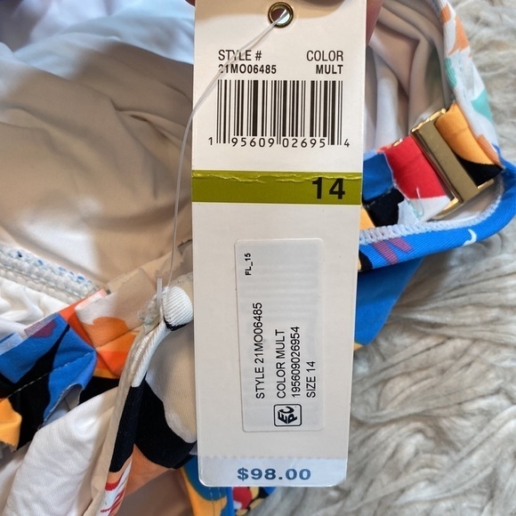 NWT Anne Cole High Neck Keyhole Floral One Piece Swimsuit sz 14 - Picture 12 of 14